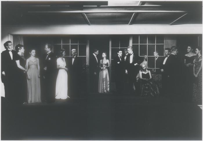 Barbara Baxley (center stage) and Iola Whitlock (second from right), drama students production of "Lady Windermere's Fan" (College of the Pacific, Stockton, California)