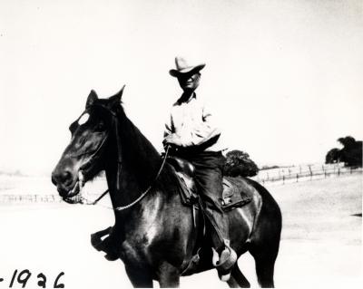 Pete Brubeck on horseback