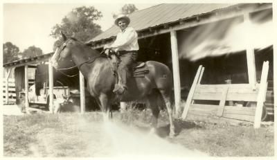 Pete Brubeck on horseback