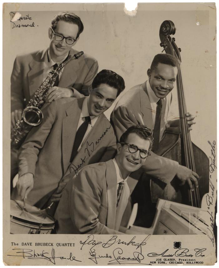 Dave Brubeck, Paul Desmond, "Bull" Ruther on bass, Herb Barman on drums