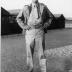 Dave Brubeck in front of barracks (Camp Haan, Riverside, California)