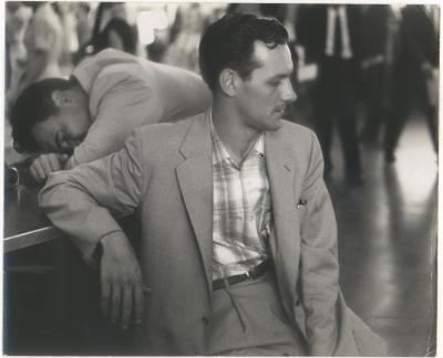 Norman Bates and Dave Brubeck with head on table, asleep