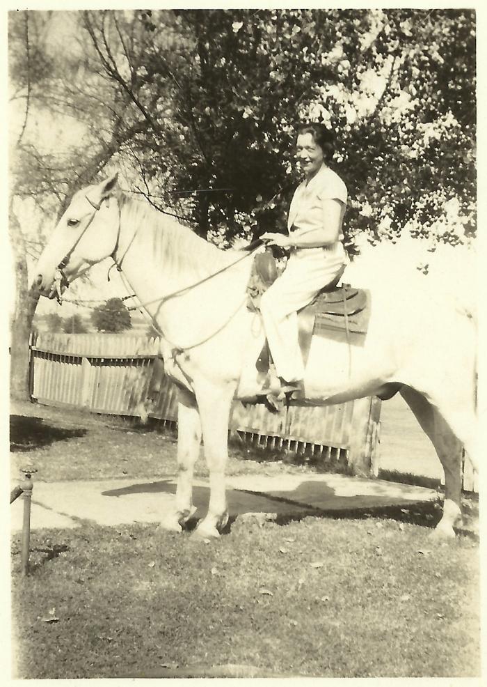 Elizabeth Ivey Brubeck on horseback