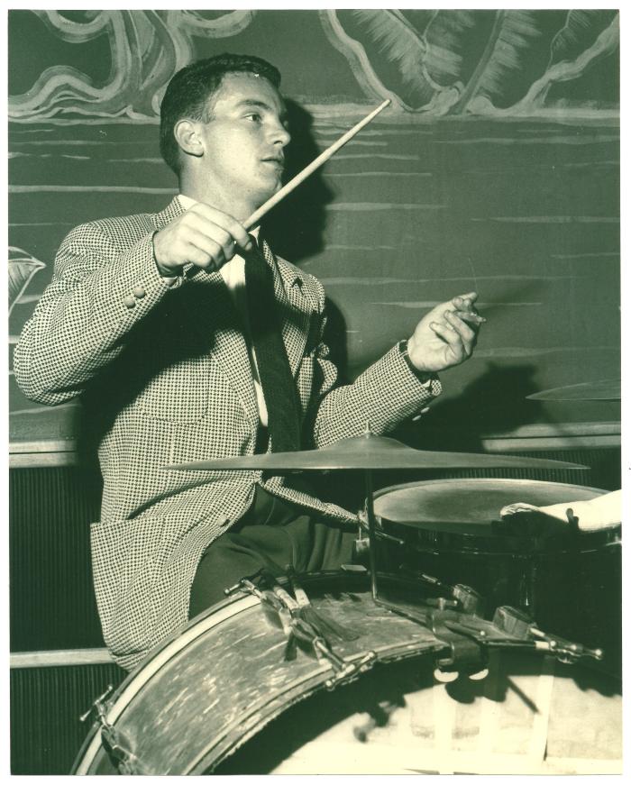 Cal Tjader in performance on drums