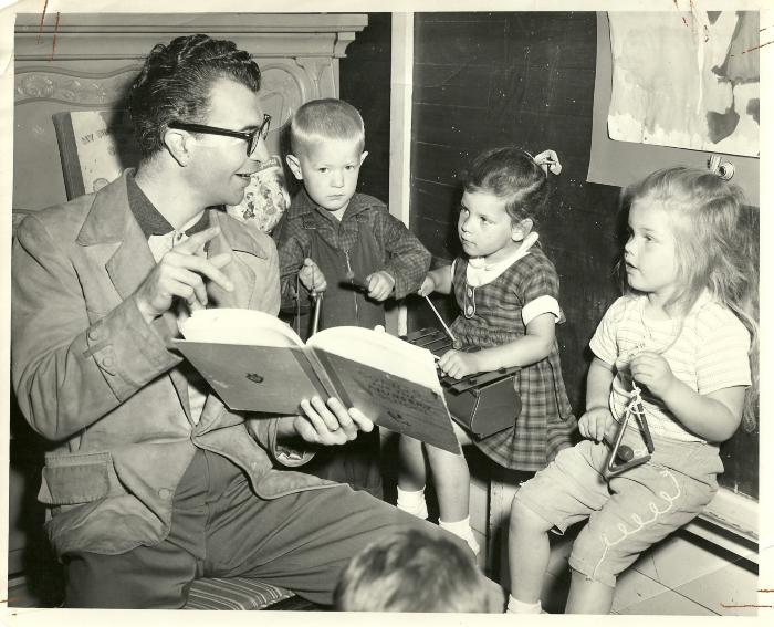 Dave Brubeck with nursery school children (Oakland, California [?])