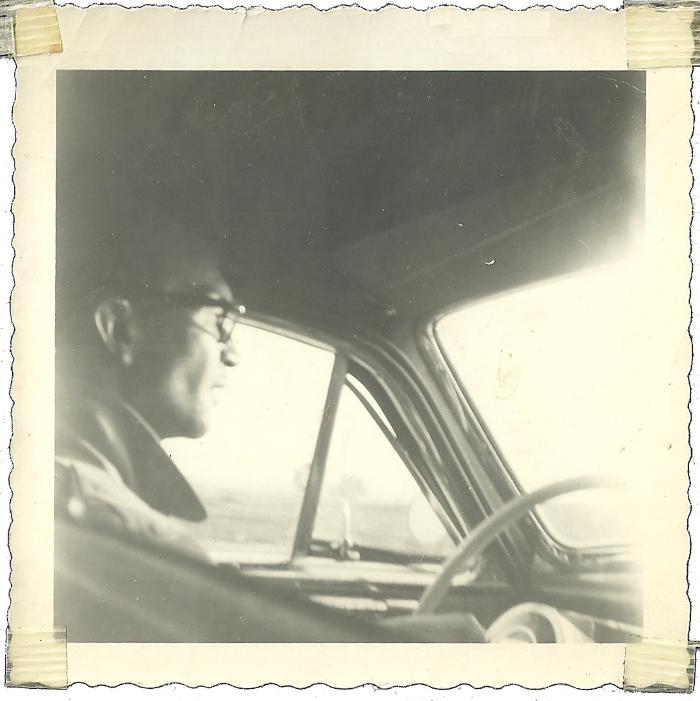 Dave Brubeck at wheel of car