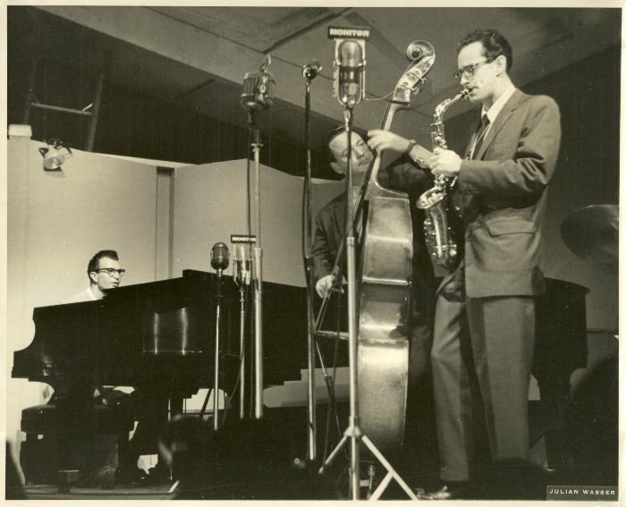 Dave Brubeck, Paul Desmond, Bob Bates in performance at Newport Jazz Festival (Newport, Rhode Island)