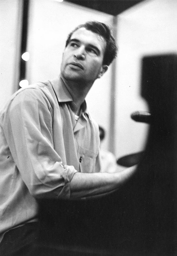 Dave Brubeck at piano, Columbia recording session (New York City, New York)