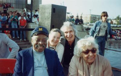 Dave Brubeck, Iola Brubeck, Count Basie, Catherine Basie in audience for outdoor event #2 (Florida [?])