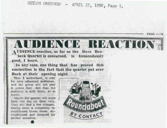 "Audience reaction," Ceylon Observer (Sri Lanka)