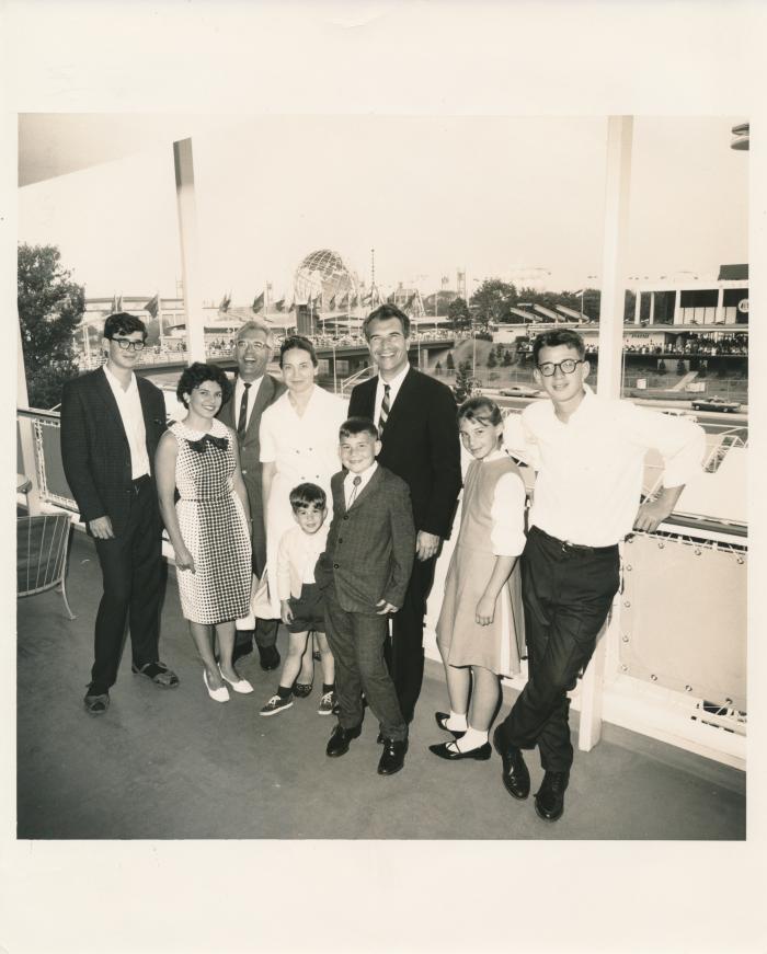 Dave Brubeck and family against the backdrop of the New York World's Fair (New York City, New York)