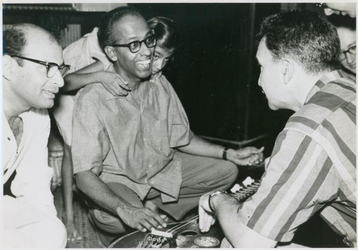 Dave Brubeck with Narayana Menon and his daughter, Mala; S. Balachander to the left (India)