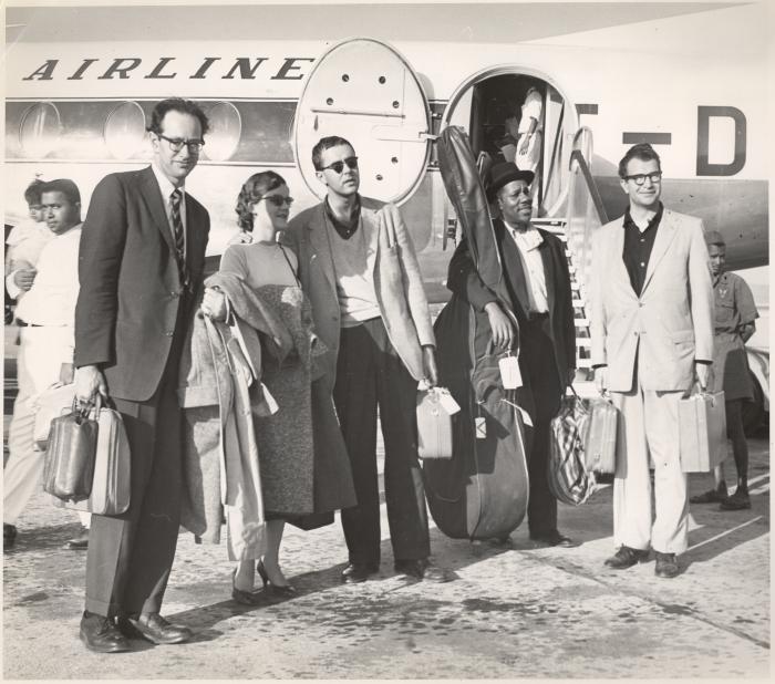 Classic Dave Brubeck Quartet, Mrs. Morello in front of plane (India)