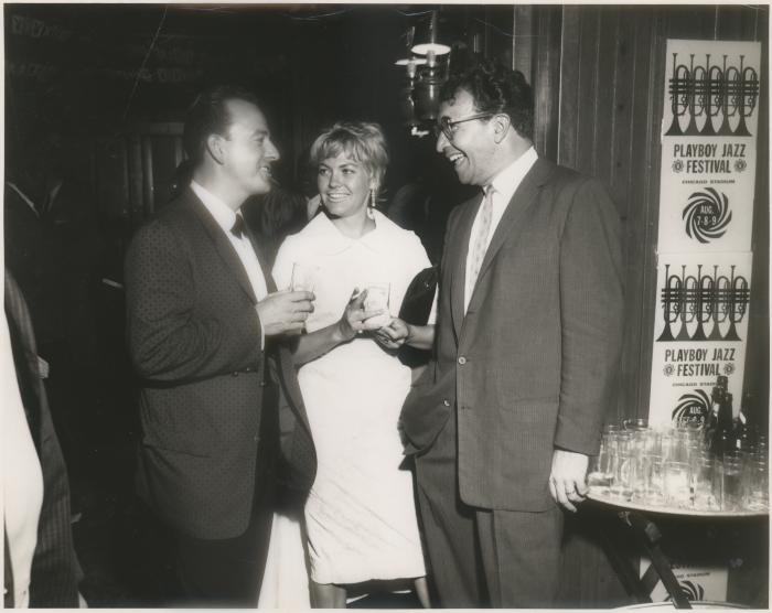 Dave Brubeck, Bob Bates, unidentified woman at Playboy Jazz Festival (Chicago, Illinois)