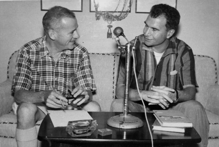 Dave Brubeck and Denny Rose seated on couch #1 (Mumbai, India)