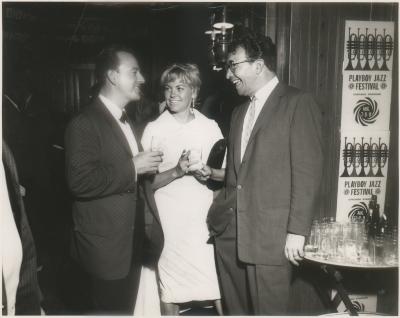 Dave Brubeck, Bob Bates, unidentified woman at Playboy Jazz Festival (Chicago, Illinois)