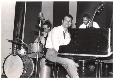 Dave Brubeck, Joe Morello, Eugene Wright in performance #2 (Madras, India)