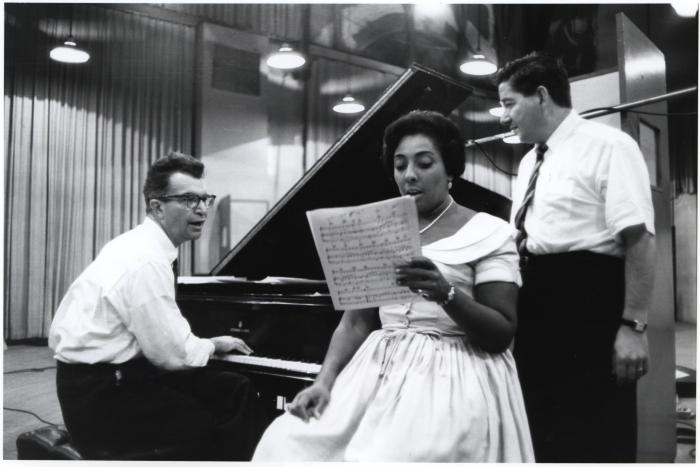 Dave Brubeck at piano, Carmen McCrae, Teo Macero (New York City, New York)