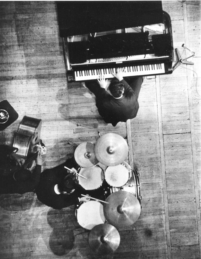 Overhead view of Dave Brubeck Quartet performance (Free Trade Hall, Manchester, United Kingdom)