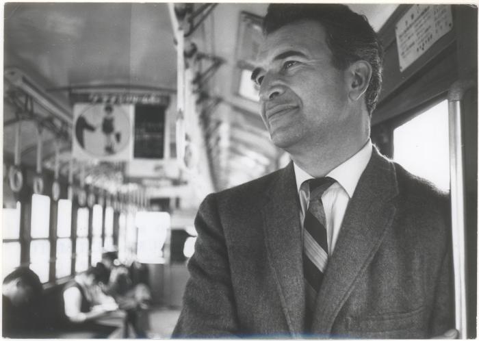 Close-up of Dave Brubeck on a train (Tokyo, Japan)