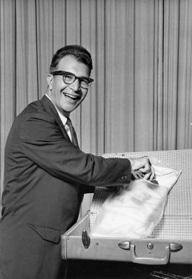 Dave Brubeck packing suitcase