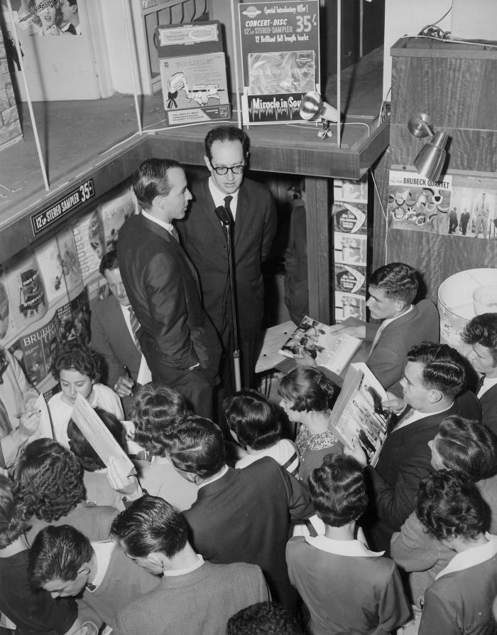 Paul Desmond at the microphone, interviewed by Myke Dyer (Brash's Music Store, Melbourne, Australia)