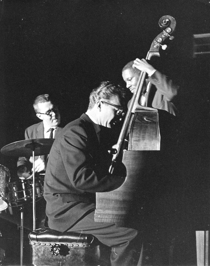 Dave Brubeck, Joe Morello, Eugene Wright in performance