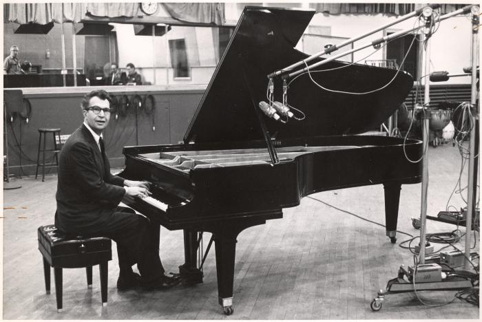 Dave Brubeck at piano in recording studio