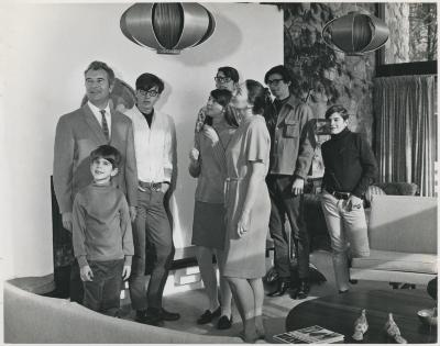 Dave Brubeck with Iola Brubeck, Darius Brubeck, Michael Brubeck, Chris Brubeck, Catherine Brubeck, Dan Brubeck, Matthew Brubeck at home (Wilton, Connecticut)