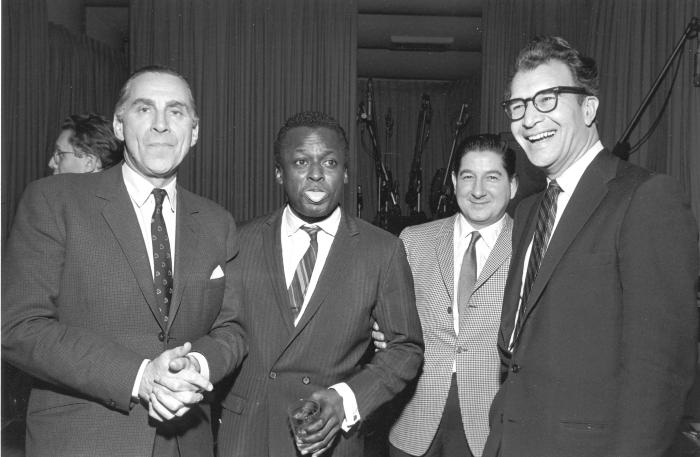 Dave Brubeck with Miles Davis, Goddard Lieberson, Teo Macero of Columbia Records