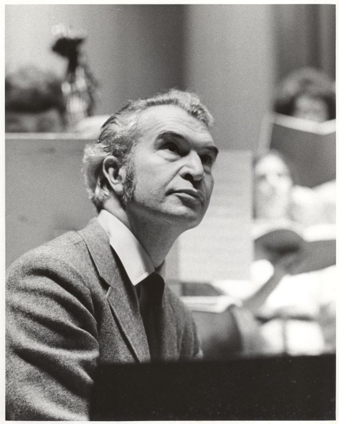 Dave Brubeck at piano, "Gates of Justice" rehearsal (Philadelphia, Pennsylvania)