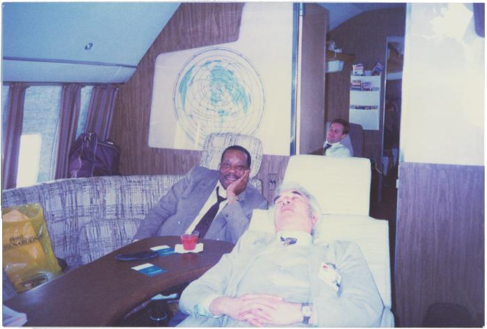 Dave Brubeck, Eugene Wright Air Force One en route to Moscow (Russia)